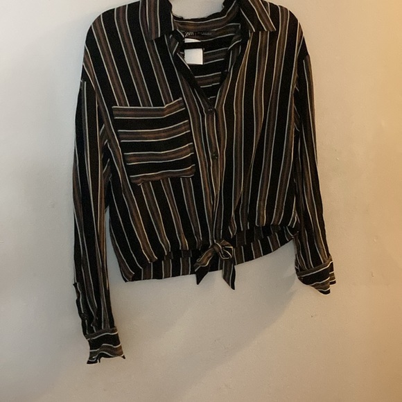 ZARA BLACK & BROWN BLOUSE - Picture 6 of 8